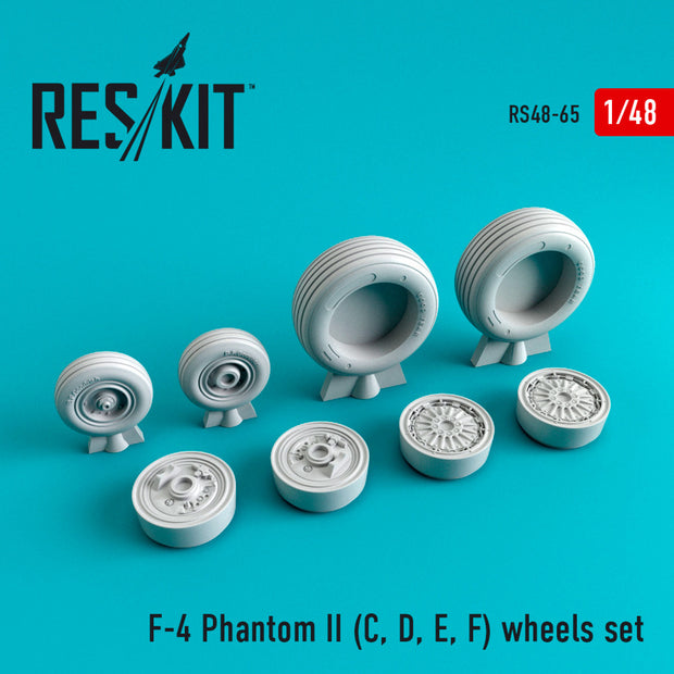 McDonnell Douglas F-4 (C,D,E,F) Phantom II Wheels set Scale 1:48 ResKit RS48-0065 for Aircraft Model Kit