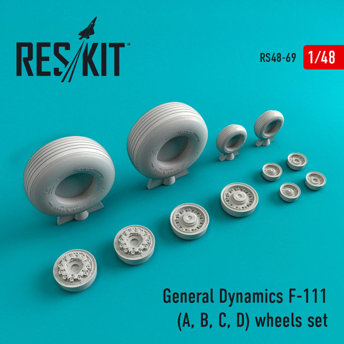 F-111 (A,B,C,D) Wheels set (weighted) Scale 1:48 ResKit RS48-0069 for Aircraft Model Kit