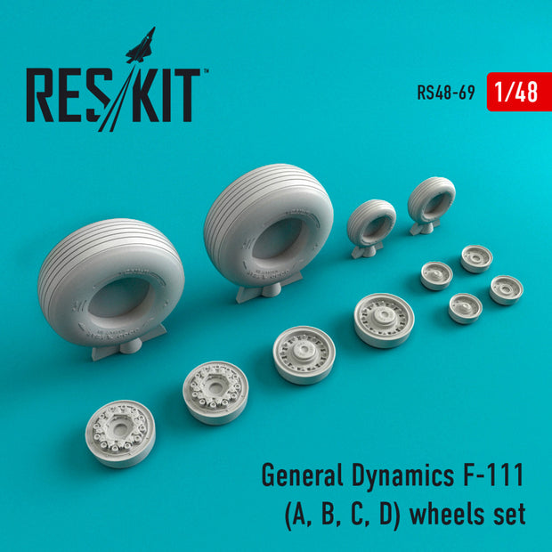 F-111 (A,B,C,D) Wheels set (weighted) Scale 1:48 ResKit RS48-0069 for Aircraft Model Kit