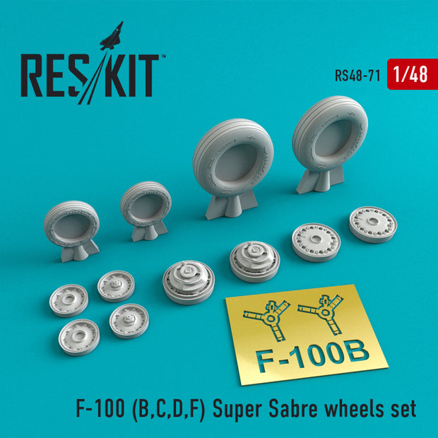 North American F-100 (B,C,D,F) Super Sabre Wheels set Scale 1:48 ResKit RS48-0071 for Aircraft Model Kit