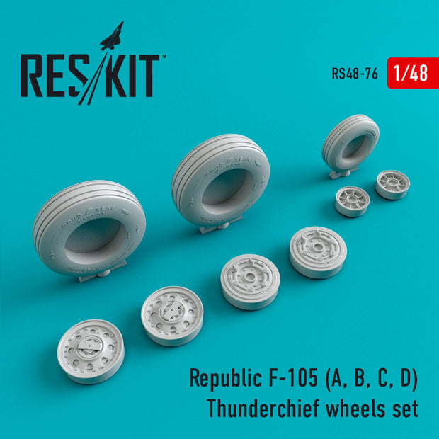 Republic F-105 (A,B,C,D) Thunderchief Wheels set Scale 1:48 ResKit RS48-0076 for Aircraft Model Kit