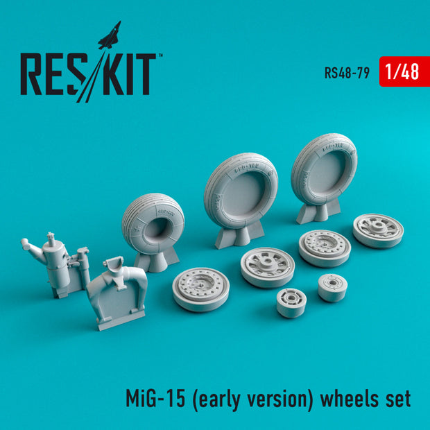 MiG-15 (early version) Wheels set Scale 1:48 ResKit RS48-0079 for Aircraft Model Kit