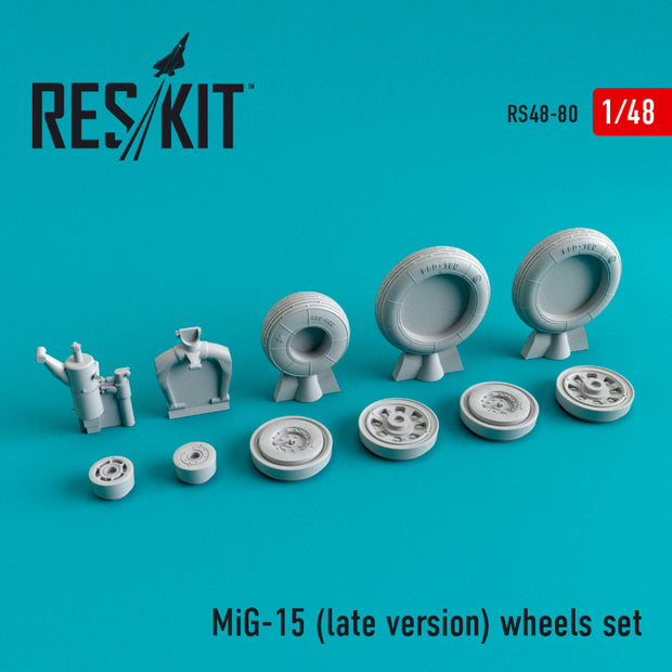 MiG-15 (late version) Wheels set Scale 1:48 ResKit RS48-0080 for Aircraft Model Kit