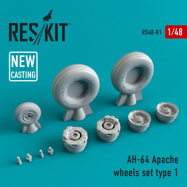 AH-64 Apache Wheels set type 1 Scale 1:48 ResKit RS48-0081 for Helicopters Model Kit