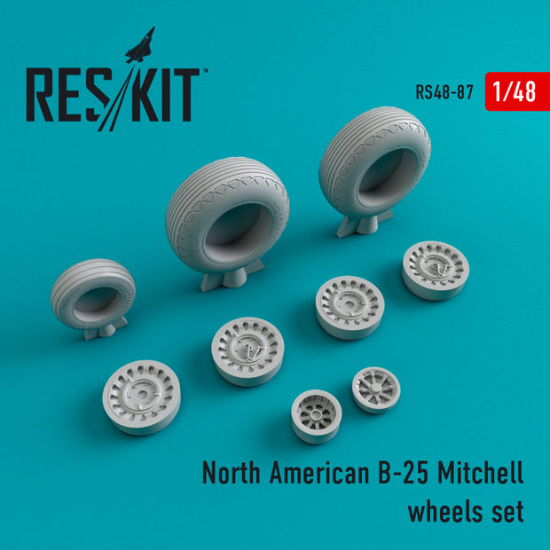 North American B-25 Mitchell Wheels set Scale 1:48 ResKit RS48-0087 for Aircraft Model Kit