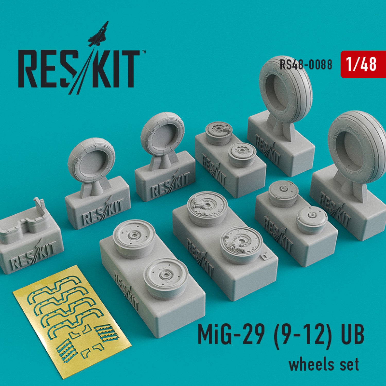 MiG-29 (9-12, UB) Wheels set Scale 1:48 ResKit RS48-0088 for Aircraft Model Kit
