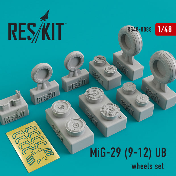 MiG-29 (9-12, UB) Wheels set Scale 1:48 ResKit RS48-0088 for Aircraft Model Kit