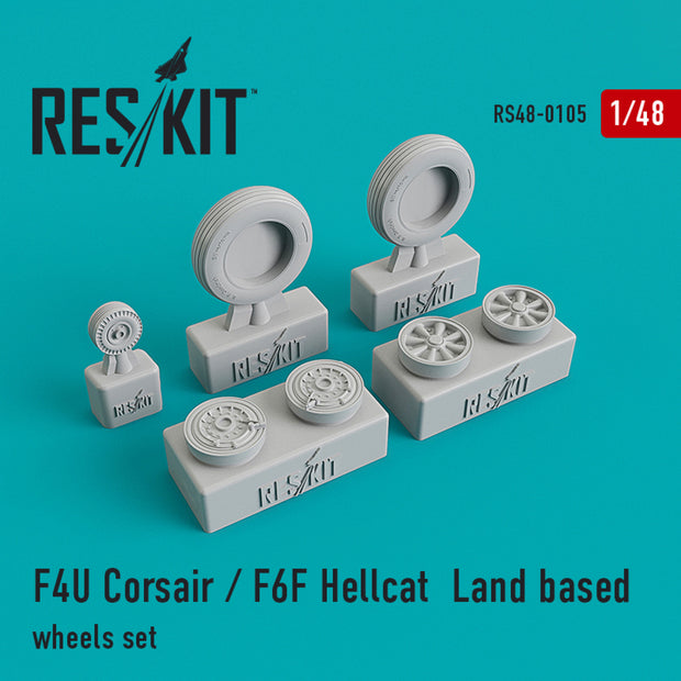 F4U Corsair/F6F Hellcat Land based Wheels set Scale 1:48 ResKit RS48-0105 for Aircraft Model Kit