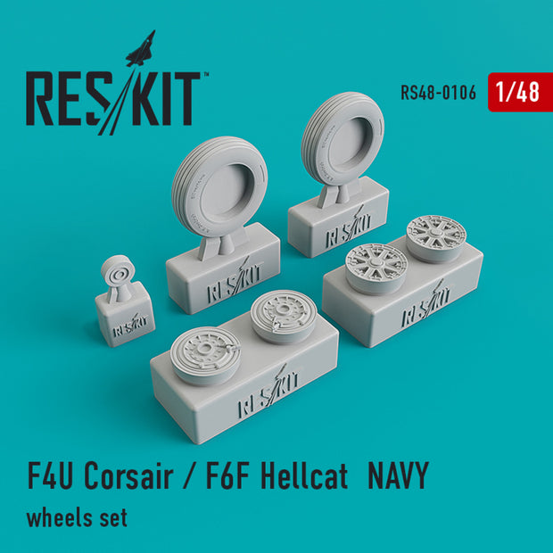 F4U Corsair/F6F Hellcat NAVY Wheels set Scale 1:48 ResKit RS48-0106 for Aircraft Model Kit