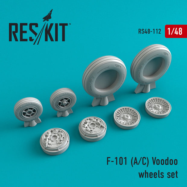 McDonnell F-101 (A,C) Voodoo Wheels set Scale 1:48 ResKit RS48-0112 for Aircraft Model Kit