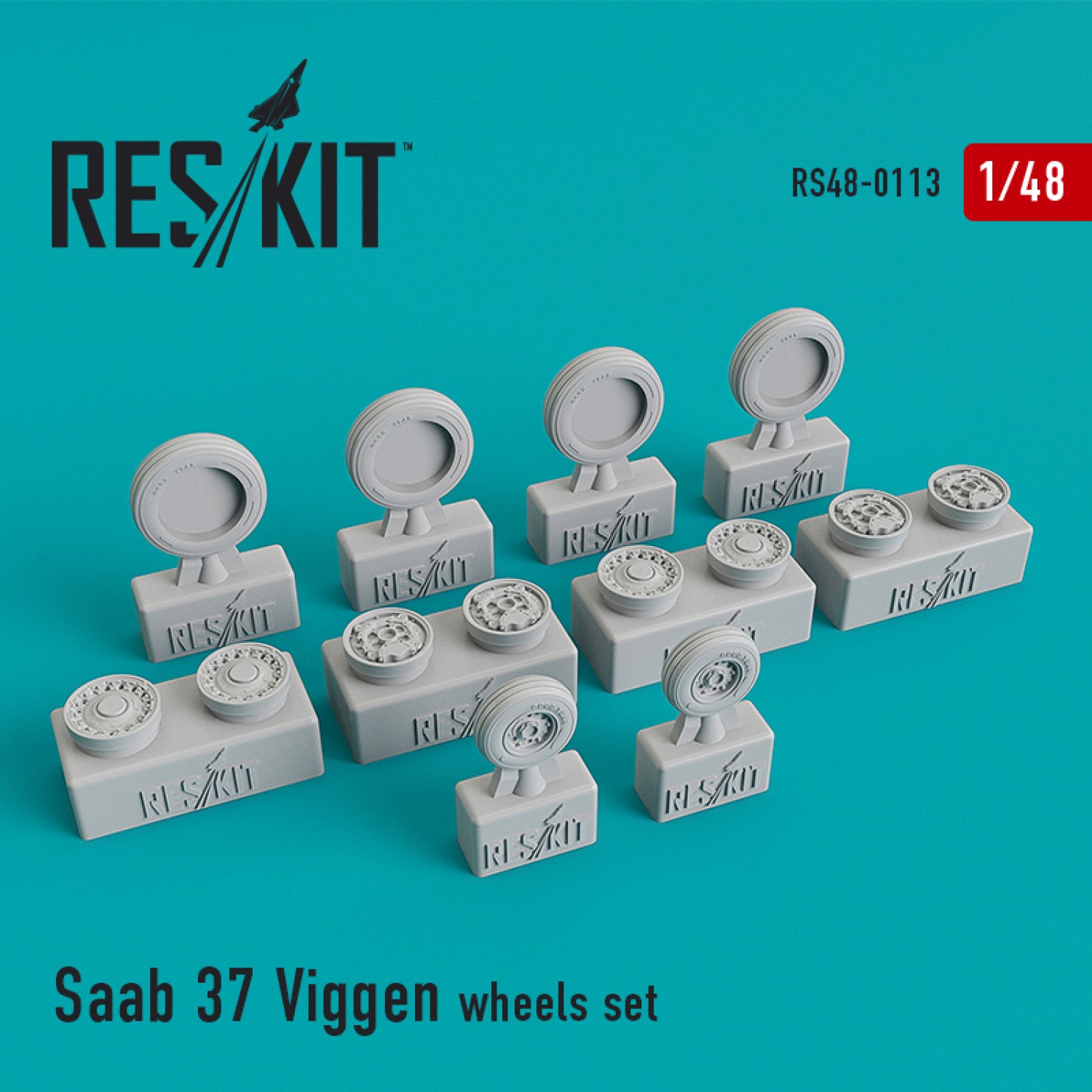 Saab 37 Viggen Wheels set Scale 1:48 ResKit RS48-0113 for Aircraft Model Kit