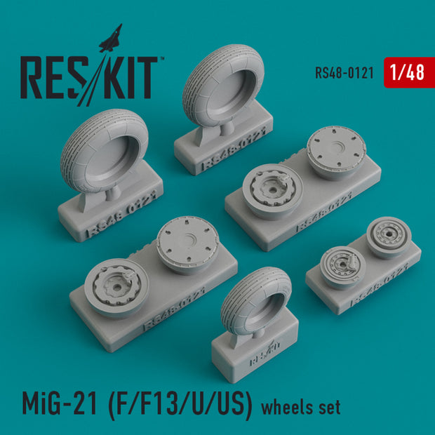 MiG-21 (F, F13, U, US) Wheels set Scale 1:48 ResKit RS48-0121 for Aircraft Model Kit