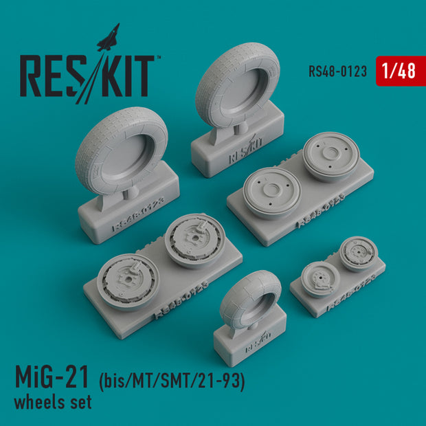 MiG-21 (bis, MT, SMT, 21-93) Wheels set Scale 1:48 ResKit RS48-0123 for Aircraft Model Kit