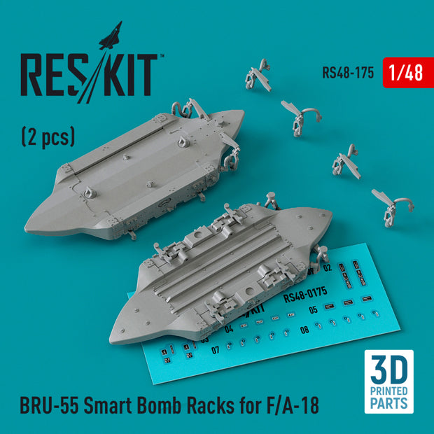 BRU-55 Smart Bomb Racks for F/A-18 (2 pcs) (3D Printed) Scale 1:48 ResKit RS48-0175 for Aircraft Model Kit