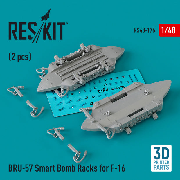 BRU-57 Smart Bomb Racks for General Dynamics F-16 (2 pcs) (3D Printed) Scale 1:48 ResKit RS48-0176 for Aircraft Model Kit