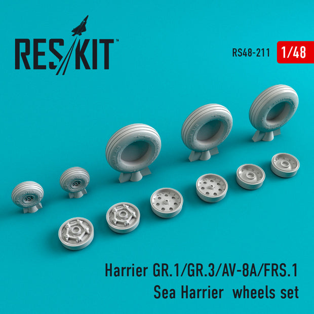 Harrier GR,1/GR,3/AV-8A/FRS,1/Sea Harrier Wheels set Scale 1:48 ResKit RS48-0211 for Aircraft Model Kit