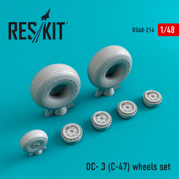 Douglas DC-3 (C-47) Wheels set Scale 1:48 ResKit RS48-0214 for Aircraft Model Kit