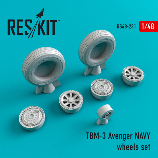 Grumman TBM-3 Avenger NAVY Wheels set Scale 1:48 ResKit RS48-0231 for Aircraft Model Kit