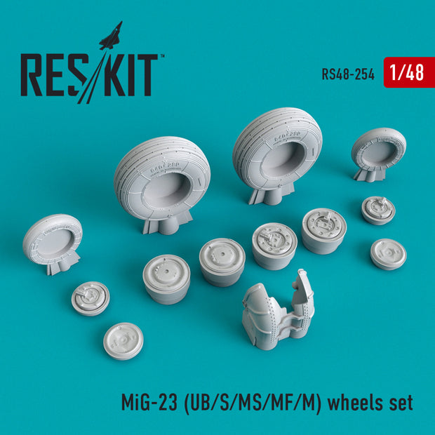 MiG-23 (UB,S,MS,MF,M) Wheels set Scale 1:48 ResKit RS48-0254 for Aircraft Model Kit