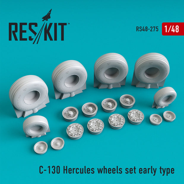 Lockheed C-130 Hercules Wheels set early type (weighted) Scale 1:48 ResKit RS48-0275 for Aircraft Model Kit