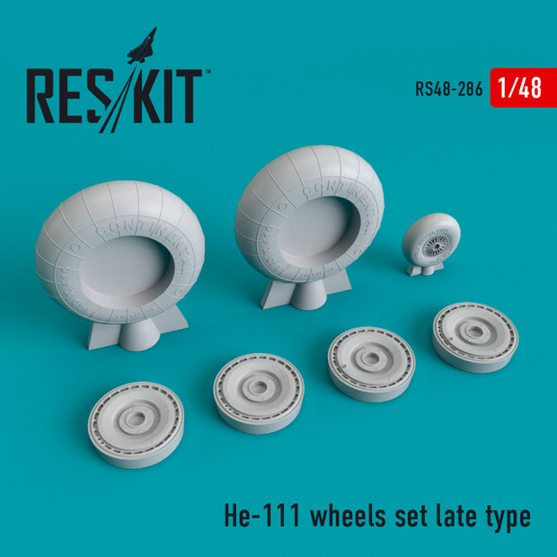 Heinkel He.111 Wheels set late type Scale 1:48 ResKit RS48-0286 for Aircraft Model Kit