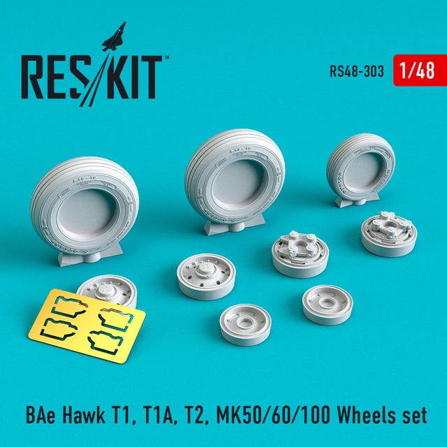BAe Hawk T1, T1A, T2, MK50/60/100 Wheels set Scale 1:48 ResKit RS48-0303 for Aircraft Model Kit