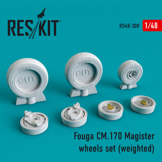 Fouga CM.170 Magister Wheels set (weighted) Scale 1:48 ResKit RS48-0308 for Aircraft Model Kit