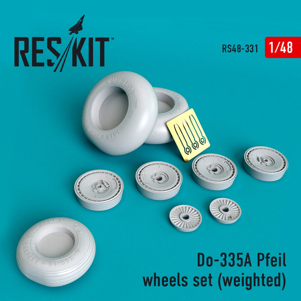 Dornier Do-335А Pfeil Wheels set (weighted) Scale 1:48 ResKit RS48-0331 for Aircraft Model Kit