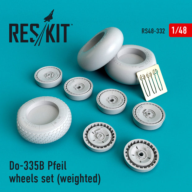 Dornier Do-335В Pfeil Wheels set (weighted) Scale 1:48 ResKit RS48-0332 for Aircraft Model Kit