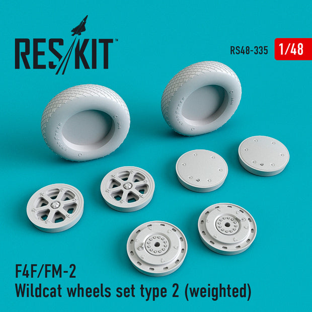 F4F/FM-2 Wildcat Wheels set type 2 (weighted) Scale 1:48 ResKit RS48-0335 for Aircraft Model Kit