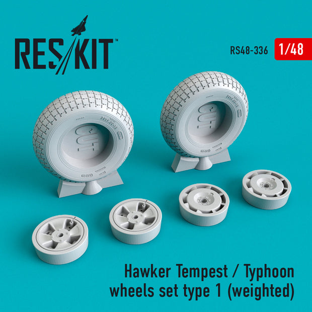 Hawker Tempest/Typhoon Wheels set type 1 (weighted) Scale 1:48 ResKit RS48-0336 for Aircraft Model Kit