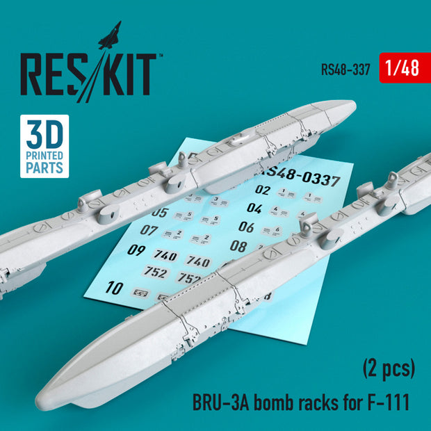 BRU-3A Bomb Racks for F-111 (2 pcs) (3D Printing) Scale 1:48 ResKit RS48-0337 for Aircraft Model Kit