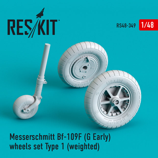Messerschmitt Bf.109 (F, G-early) Wheels set type 1 (weighted) Scale 1:48 ResKit RS48-0349 for Aircraft Model Kit