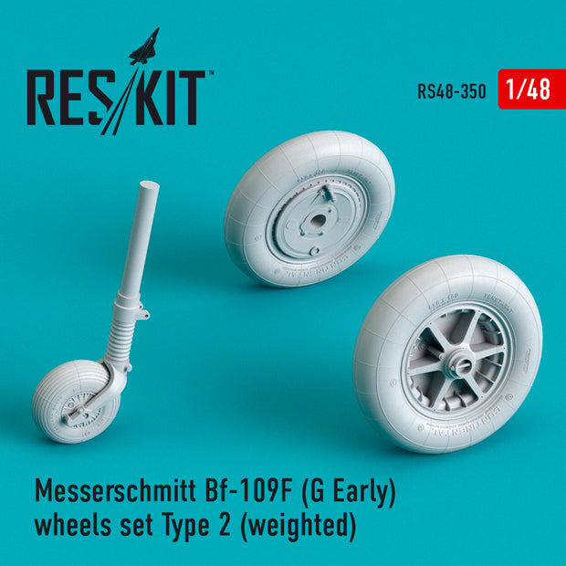 Messerschmitt Bf.109 (F, G-early) Wheels set type 2 (weighted) Scale 1:48 ResKit RS48-0350 for Aircraft Model Kit