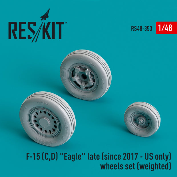 McDonnell Douglas F-15 (C,D) Eagle late (since 2017 - US only) Wheels set (weighted) (Resin & 3D Printed) Scale 1:48 ResKit RS48-0353 for Aircraft Model Kit