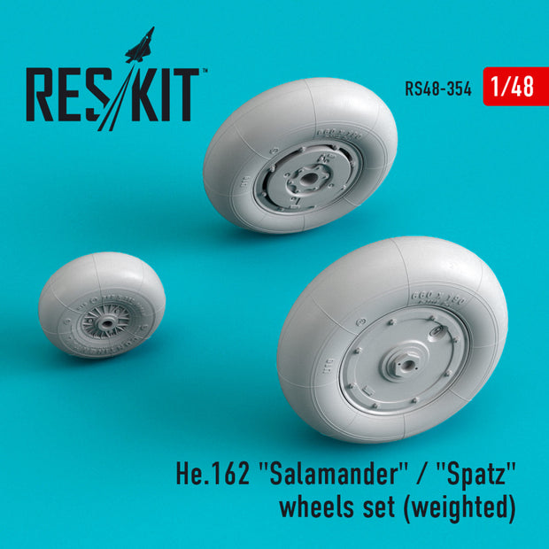 Heinkel He.162 Salamander / Spatz Wheels set (weighted) Scale 1:48 ResKit RS48-0354 for Aircraft Model Kit