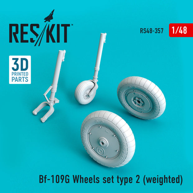 Messerschmitt Bf.109G Wheels set type 2 (weighted) Scale 1:48 ResKit RS48-0357 for Aircraft Model Kit