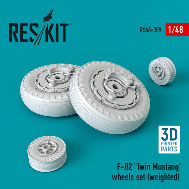 North American F-82 Twin Mustang (weighted) Wheels set Scale 1:48 ResKit RS48-0359 for Aircraft Model Kit