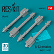 R-73 Missiles (4 pcs) (MiG-29, Su-27) (3D Printed) Scale 1:48 ResKit RS48-0372 for Aircraft Model Kit
