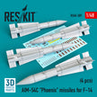 AIM-54C Phoenix Missiles for Grumman F-14 (4pcs) (3D Printed) Scale 1:48 ResKit RS48-0389 for Aircraft Model Kit