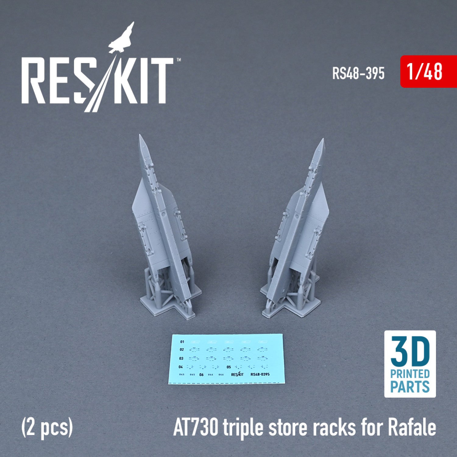 AT730 triple store racks for Dassault Rafale (2 pcs) (3D printing) Scale 1:48 ResKit RS48-0395 for Aircraft Model Kit