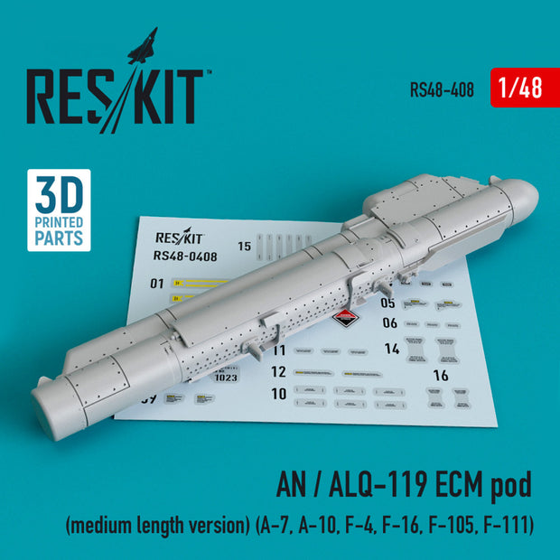 AN / ALQ-119 ECM pod (medium length version) (A-7, A-10, F-4, F-16, F-105, F-111) (3D printing) Scale 1:48 ResKit RS48-0408 for Aircraft Model Kit