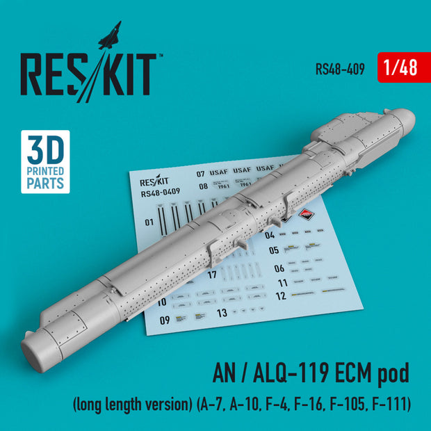 AN / ALQ-119 ECM pod (long length version) (A-7, A-10, F-4, F-16, F-105, F-111) (3D printing) Scale 1:48 ResKit RS48-0409 for Aircraft Model Kit