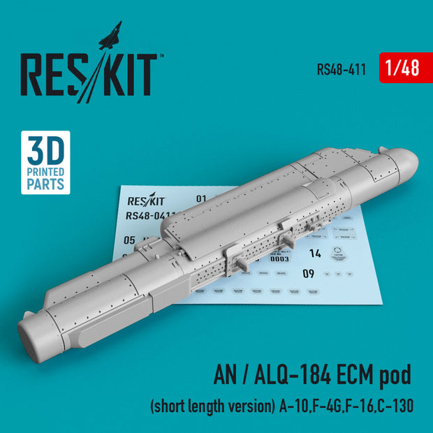 AN / ALQ-184 ECM pod (short length version) (A-10, F-4G, F-16, C-130) (3D printing) Scale 1:48 ResKit RS48-0411 for Aircraft Model Kit