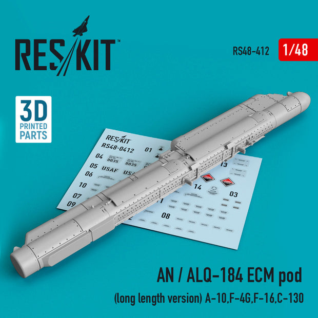AN / ALQ-184 ECM pod (long length version) (A-10, F-4G, F-16, C-130) (3D printing) Scale 1:48 ResKit RS48-0412 for Aircraft Model Kit