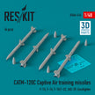 CATM-120C Captive air training Missiles (4 pcs) (F-15, F-16, F-18,F-22, JAS-39, Eurofighter) (3D Printed) Scale 1:48 ResKit RS48-0414 for Aircraft Model Kit