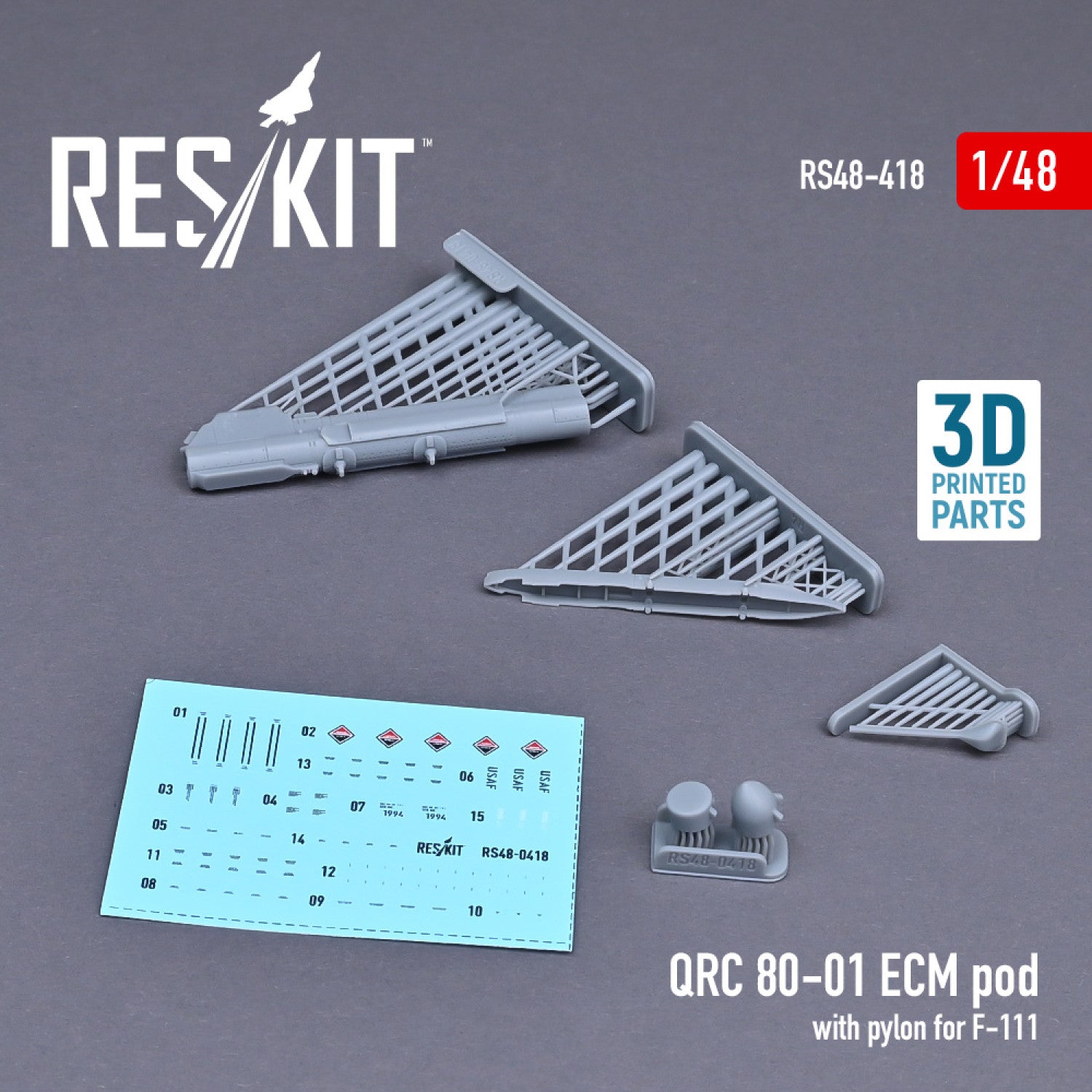 QRC 80-01 ECM pod with Pylon for F-111 (3D printing) Scale 1:48 ResKit RS48-0418 for Aircraft Model Kit