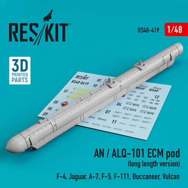 AN / ALQ-101 ECM pod (long length version) (F-4, Jaguar, A-7, F-5, F-111, Buccaneer, Vulcan) (3D printing) Scale 1:48 ResKit RS48-0419 for Aircraft Model Kit