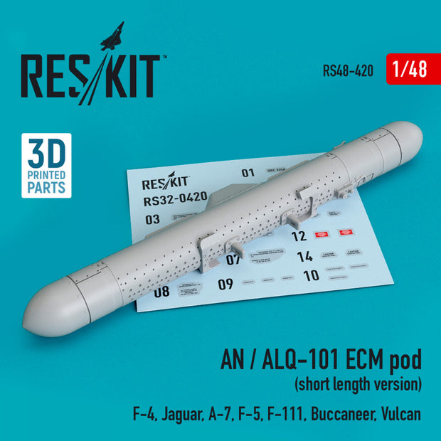 AN / ALQ-101 ECM pod (short length version) (F-4, Jaguar, A-7, F-5, F-111, Buccaneer, Vulcan) (3D printing) Scale 1:48 ResKit RS48-0420 for Aircraft Model Kit