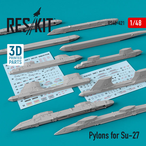 Pylons for Sukhoi Su-27 Scale 1:48 ResKit RS48-0421 for Aircraft Model Kit